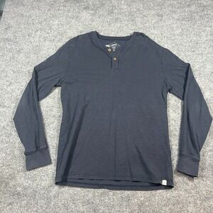 Grayers Clint Henley Shirt Mens Large Navy Blue Space Dye Cotton Long Sleeve